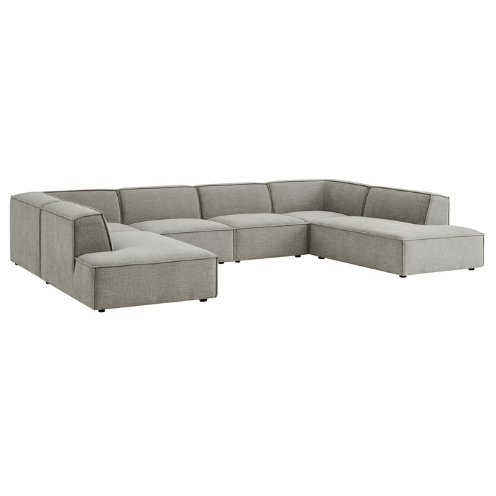 Restore 6-Piece Performance Fabric Upholstered U-Shaped Sectional Sofa in Pewter