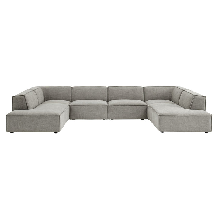 Restore 6-Piece Performance Fabric Upholstered U-Shaped Sectional Sofa in Pewter