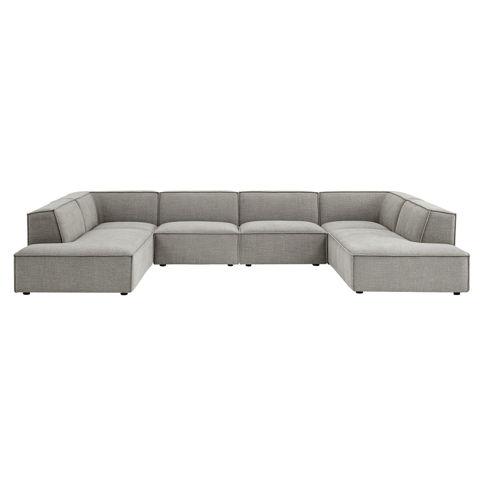 Restore 6-Piece Performance Fabric Upholstered U-Shaped Sectional Sofa in Pewter