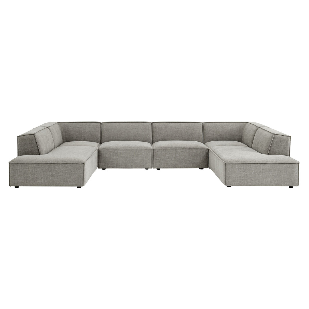 Restore 6-Piece Performance Fabric Upholstered U-Shaped Sectional Sofa in Pewter