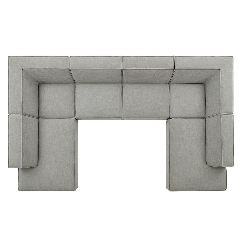 Restore 6-Piece Performance Fabric Upholstered U-Shaped Sectional Sofa in Pewter