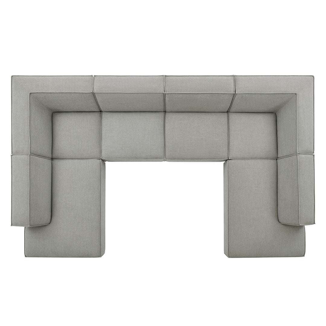 Restore 6-Piece Performance Fabric Upholstered U-Shaped Sectional Sofa in Pewter