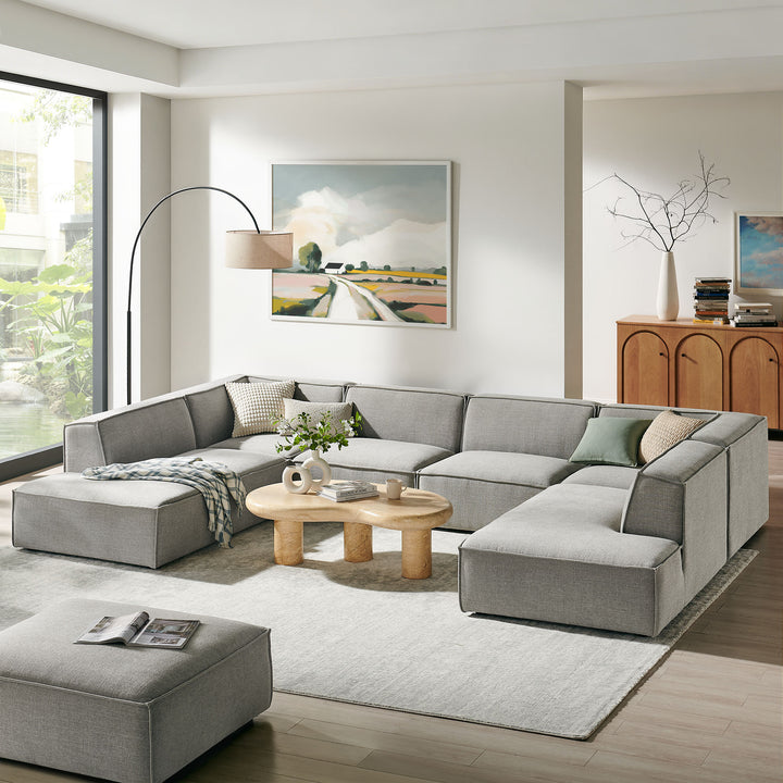 Restore 6-Piece Performance Fabric Upholstered U-Shaped Sectional Sofa in Pewter