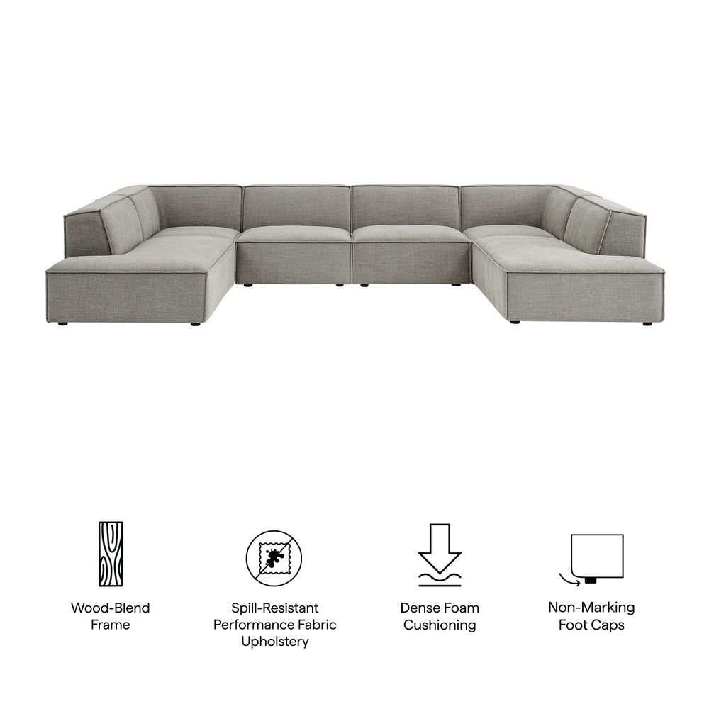 Restore 6-Piece Performance Fabric Upholstered U-Shaped Sectional Sofa in Pewter