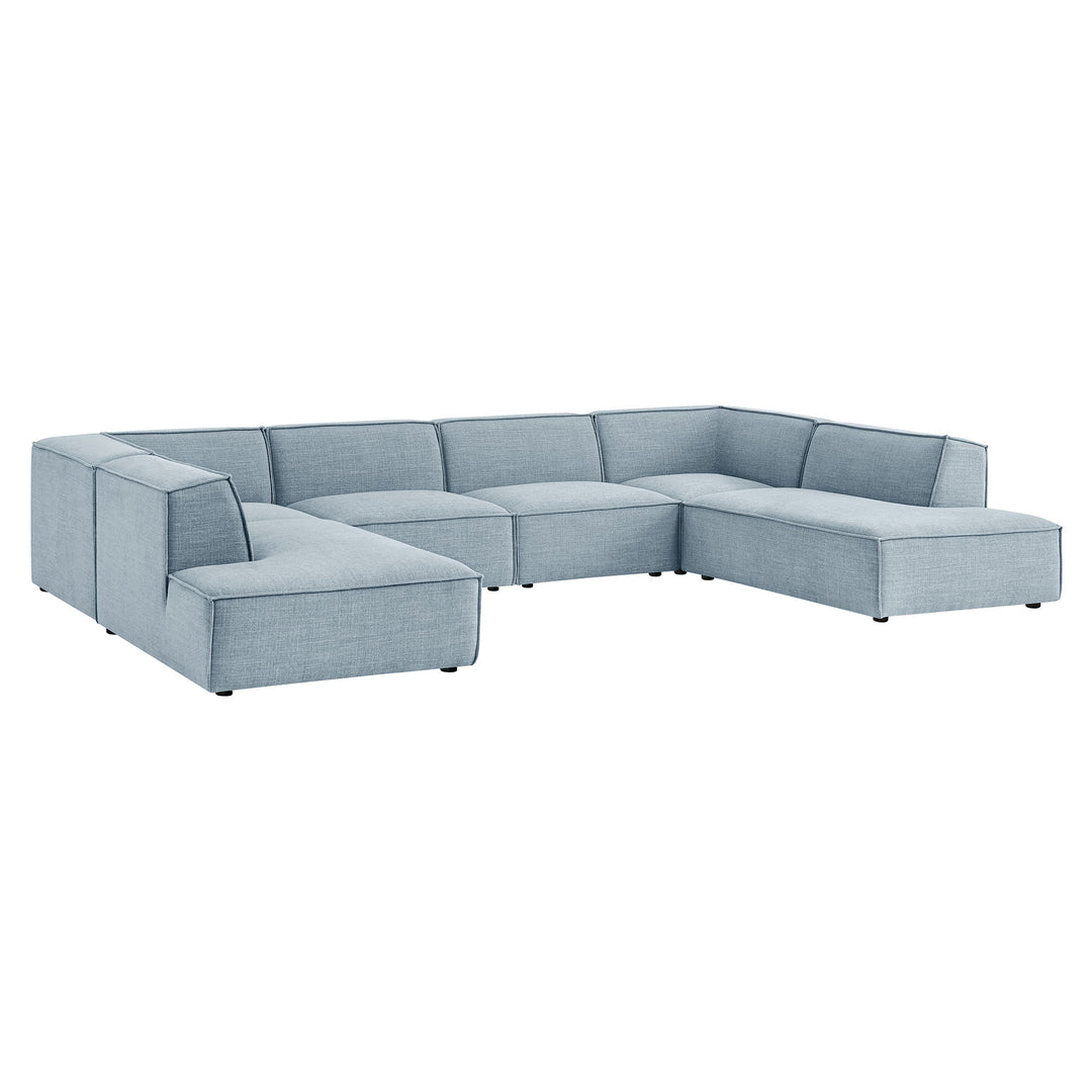 Restore 6-Piece Performance Fabric Upholstered U-Shaped Sectional Sofa in Sky