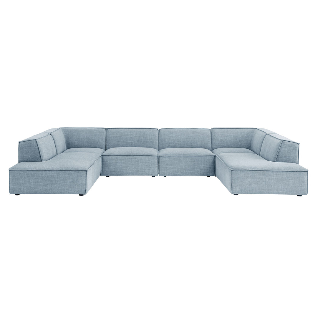 Restore 6-Piece Performance Fabric Upholstered U-Shaped Sectional Sofa in Sky