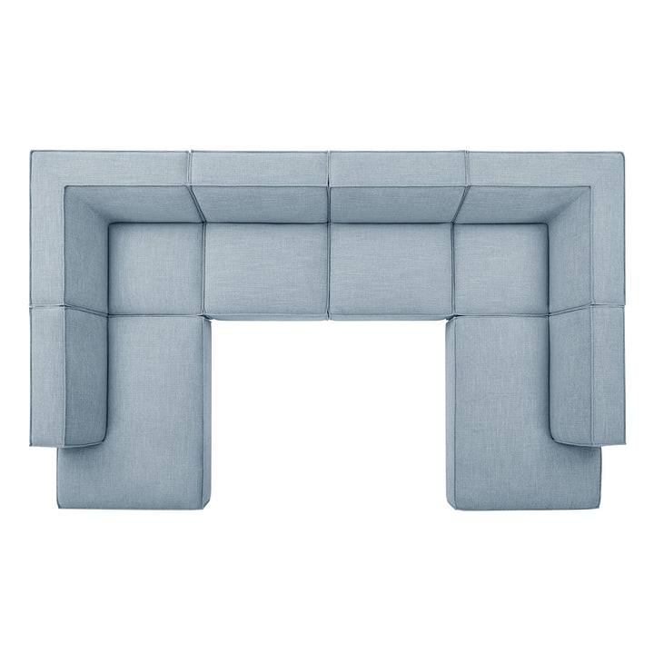 Restore 6-Piece Performance Fabric Upholstered U-Shaped Sectional Sofa in Sky