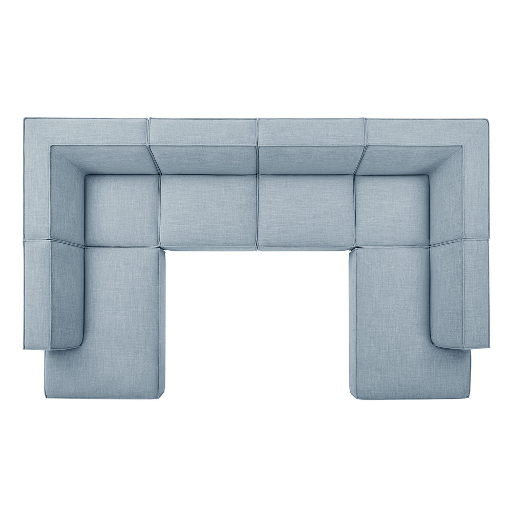 Restore 6-Piece Performance Fabric Upholstered U-Shaped Sectional Sofa in Sky