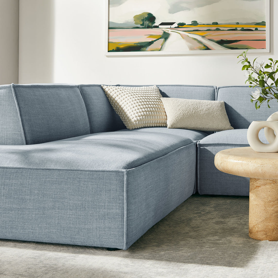 Restore 6-Piece Performance Fabric Upholstered U-Shaped Sectional Sofa in Sky