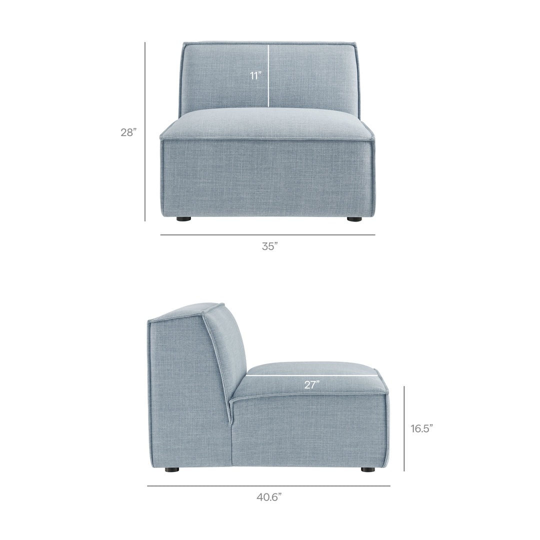 Restore 6-Piece Performance Fabric Upholstered U-Shaped Sectional Sofa in Sky