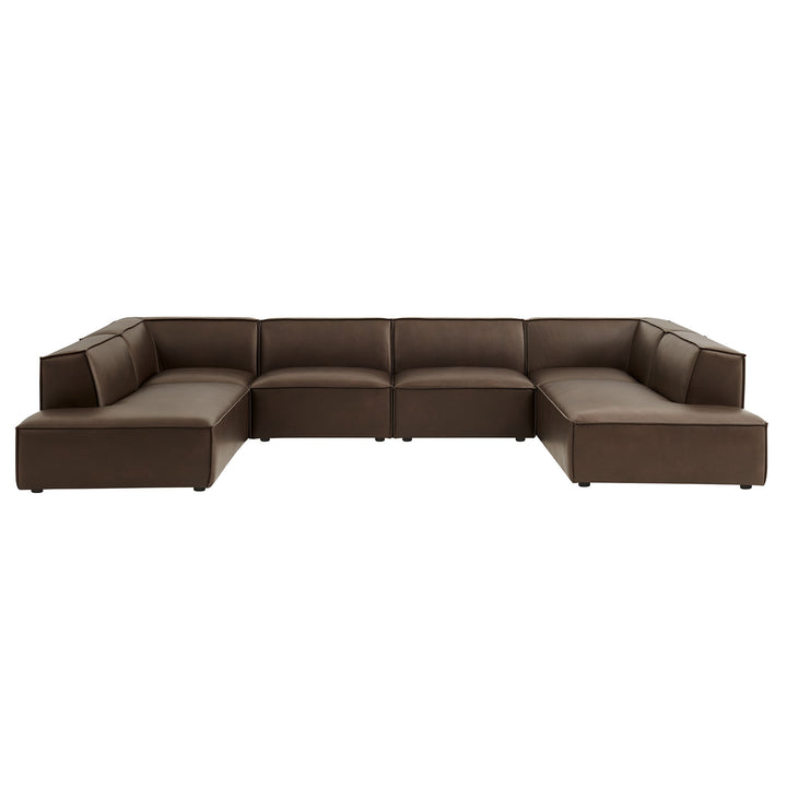 Restore 6-Piece Vegan Leather U-Shaped Armless Sectional Sofa in Espresso