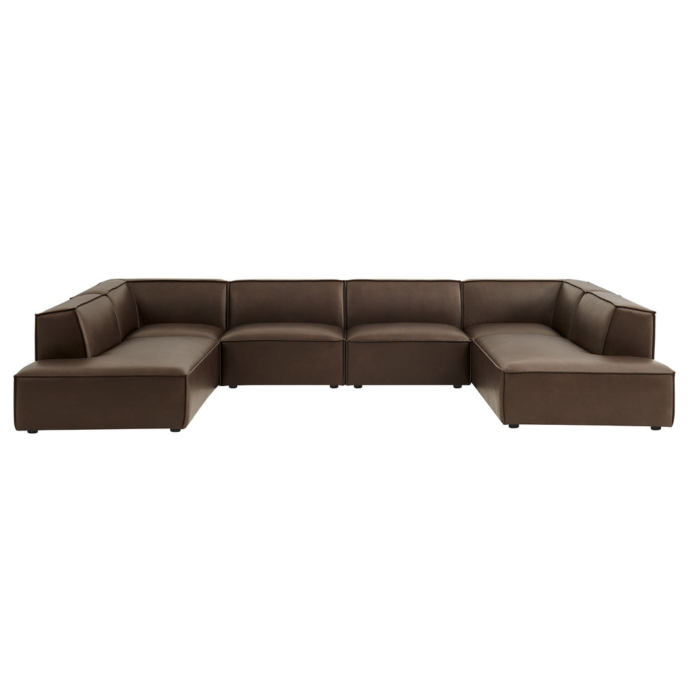 Restore 6-Piece Vegan Leather U-Shaped Armless Sectional Sofa in Espresso