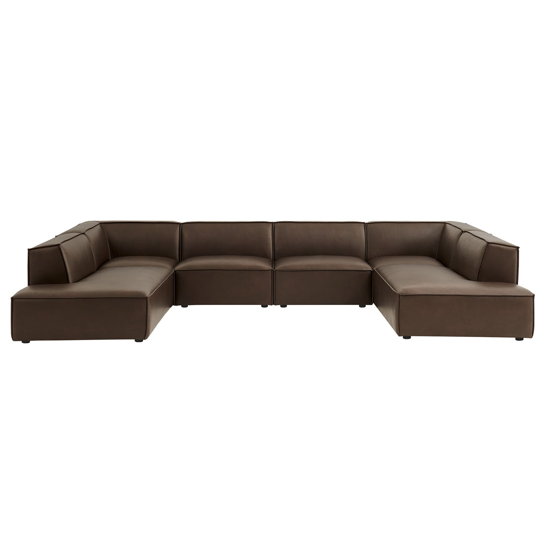 Restore 6-Piece Vegan Leather U-Shaped Armless Sectional Sofa in Espresso