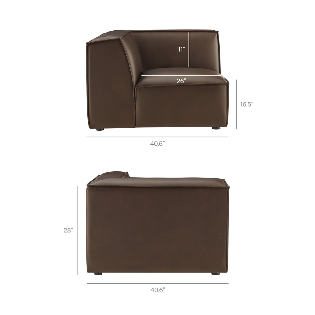Restore 6-Piece Vegan Leather U-Shaped Armless Sectional Sofa in Espresso