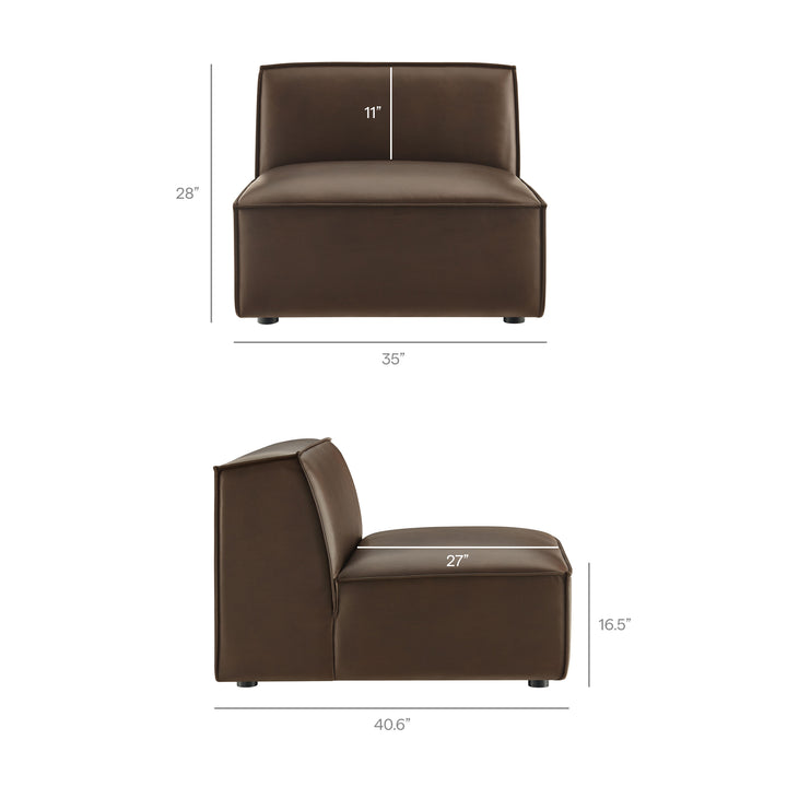 Restore 6-Piece Vegan Leather U-Shaped Armless Sectional Sofa in Espresso