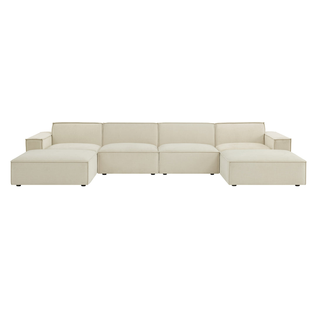 Restore 6-Piece Performance Fabric Upholstered Modular Sectional Sofa in Ecru