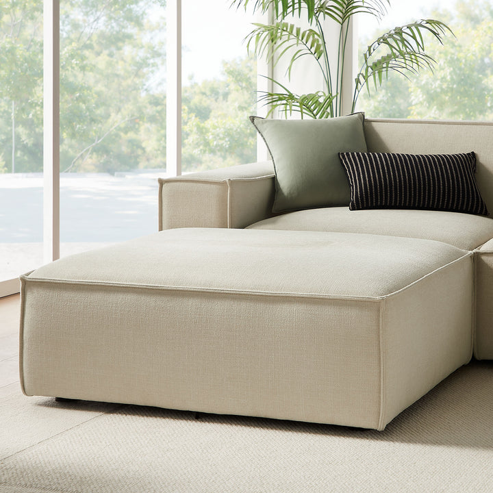 Restore 6-Piece Performance Fabric Upholstered Modular Sectional Sofa in Ecru