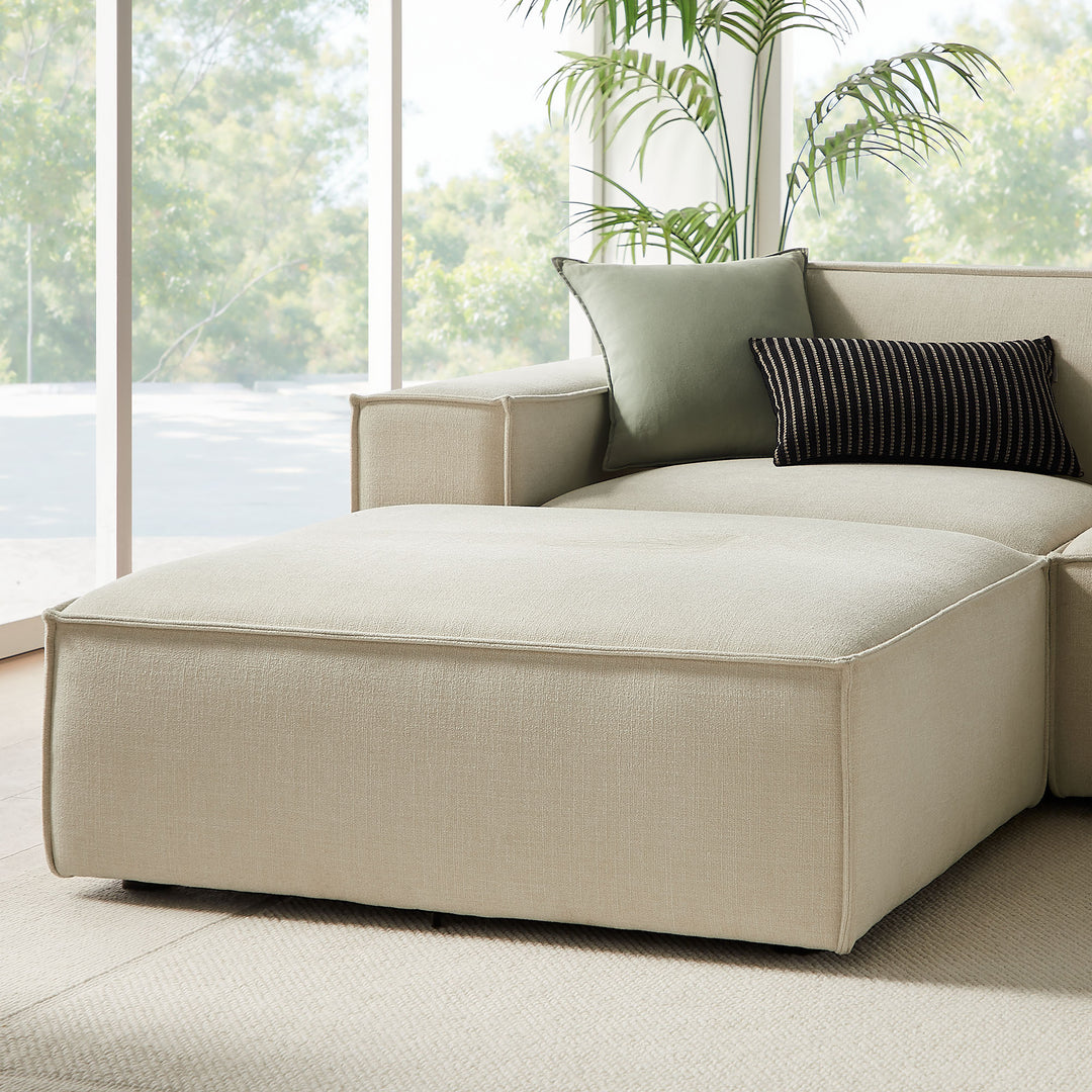 Restore 6-Piece Performance Fabric Upholstered Modular Sectional Sofa in Ecru