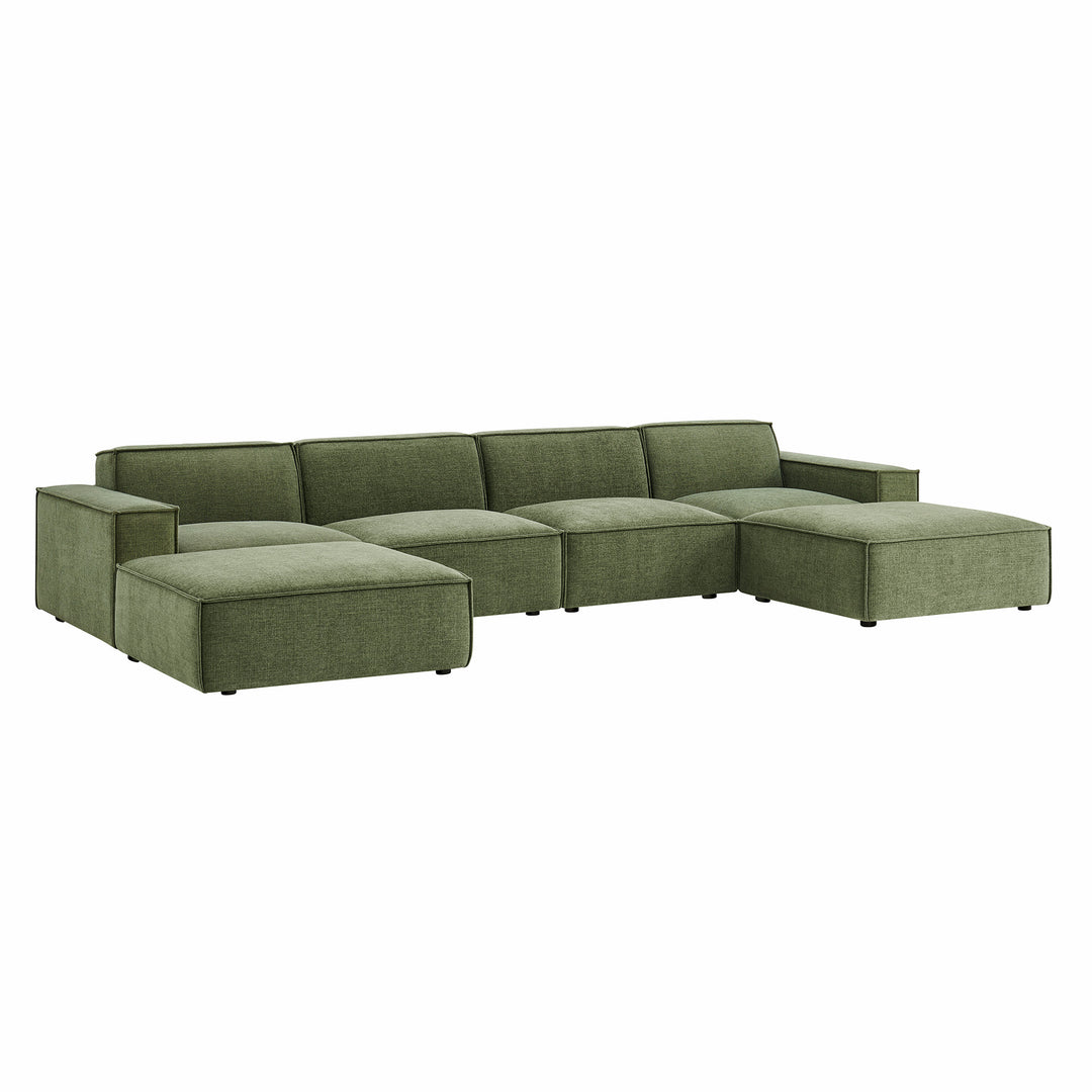 Restore 6-Piece Performance Fabric Upholstered Modular Sectional Sofa in Foliage