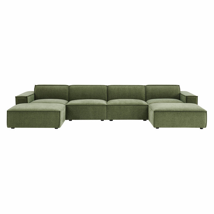 Restore 6-Piece Performance Fabric Upholstered Modular Sectional Sofa in Foliage