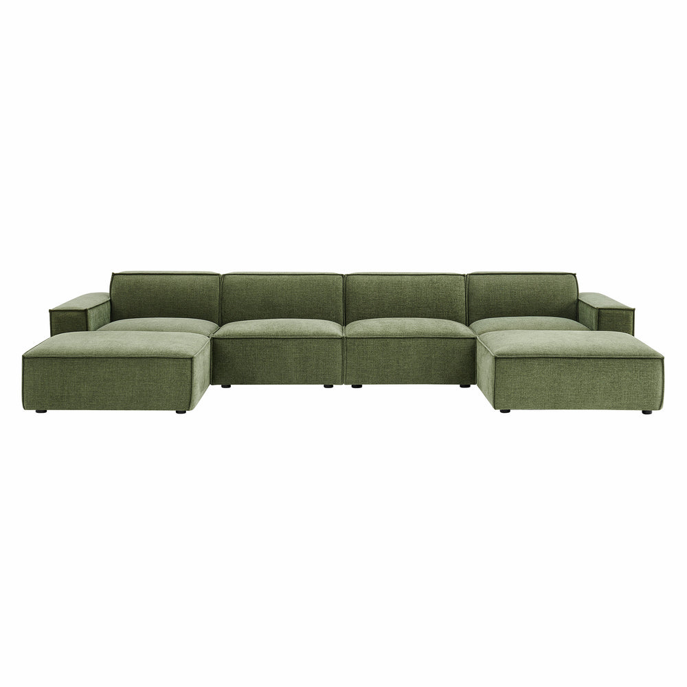 Restore 6-Piece Performance Fabric Upholstered Modular Sectional Sofa in Foliage