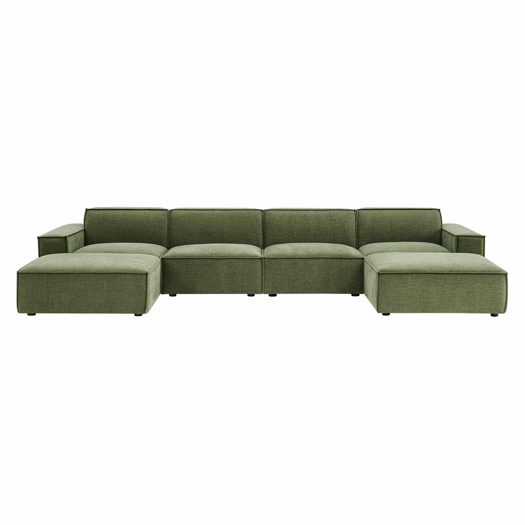 Restore 6-Piece Performance Fabric Upholstered Modular Sectional Sofa in Foliage