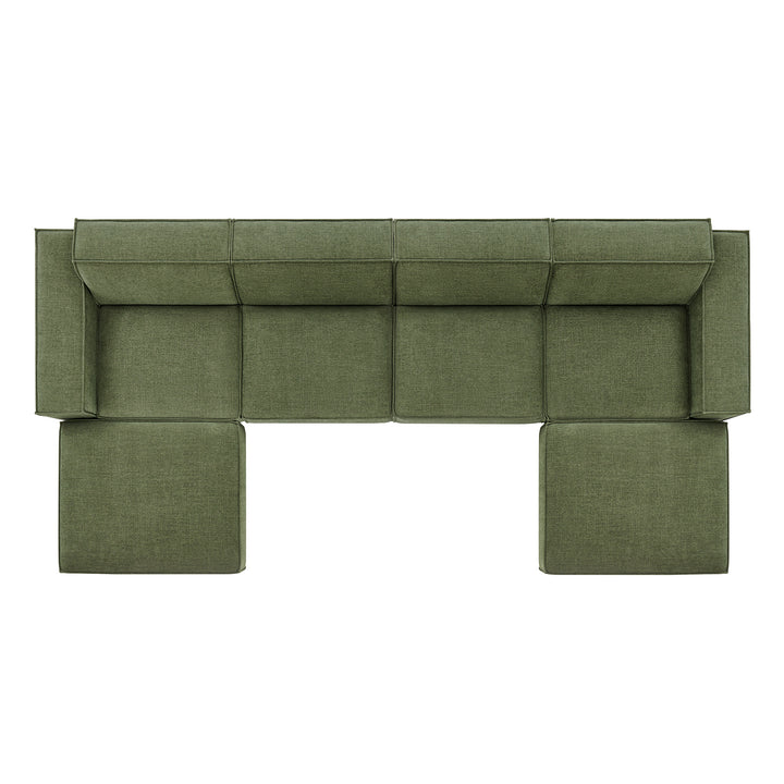 Restore 6-Piece Performance Fabric Upholstered Modular Sectional Sofa in Foliage