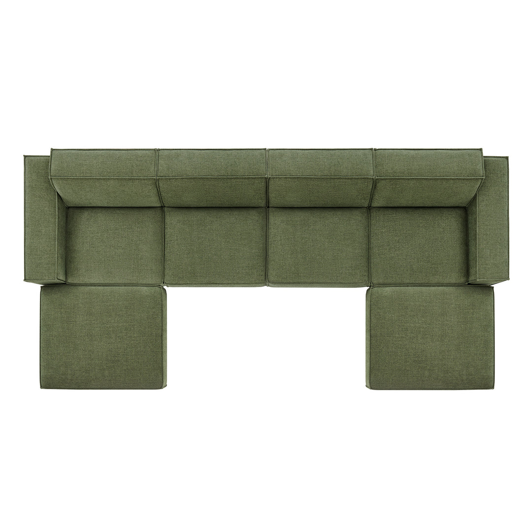 Restore 6-Piece Performance Fabric Upholstered Modular Sectional Sofa in Foliage