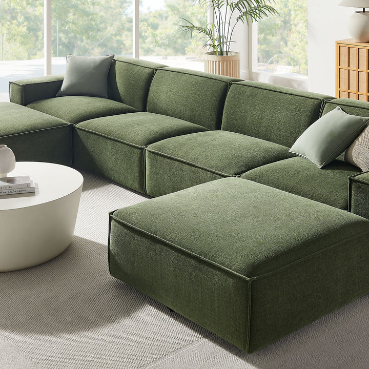 Restore 6-Piece Performance Fabric Upholstered Modular Sectional Sofa in Foliage