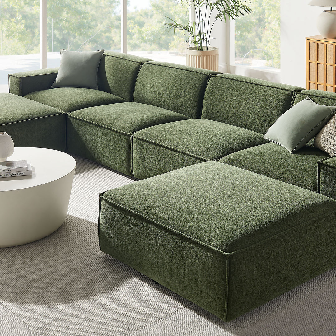Restore 6-Piece Performance Fabric Upholstered Modular Sectional Sofa in Foliage