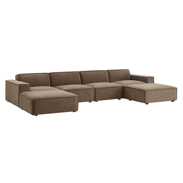 Restore 6-Piece Performance Fabric Upholstered Modular Sectional Sofa in Mocha