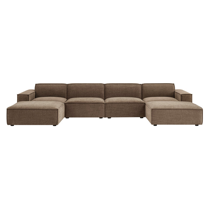 Restore 6-Piece Performance Fabric Upholstered Modular Sectional Sofa in Mocha