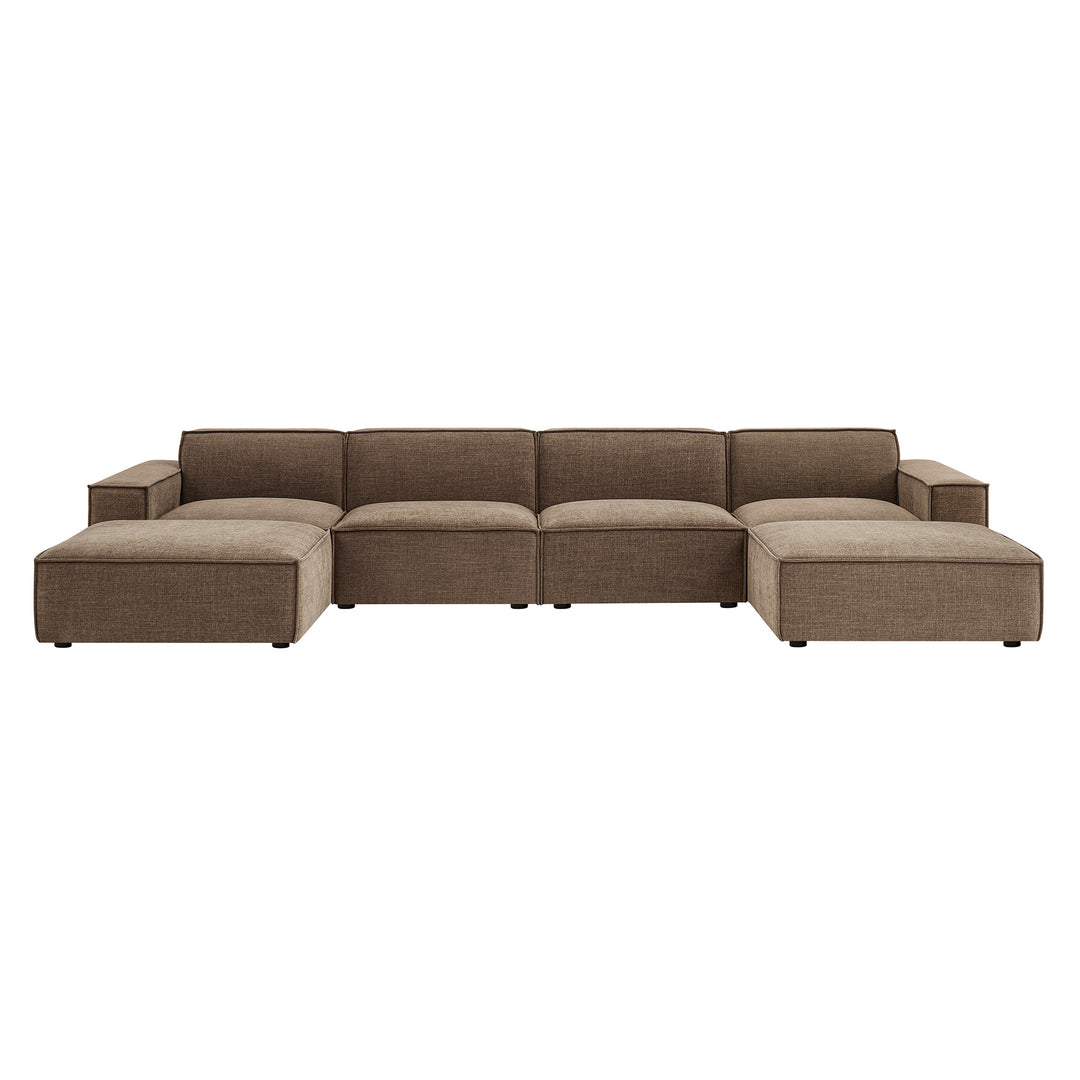 Restore 6-Piece Performance Fabric Upholstered Modular Sectional Sofa in Mocha