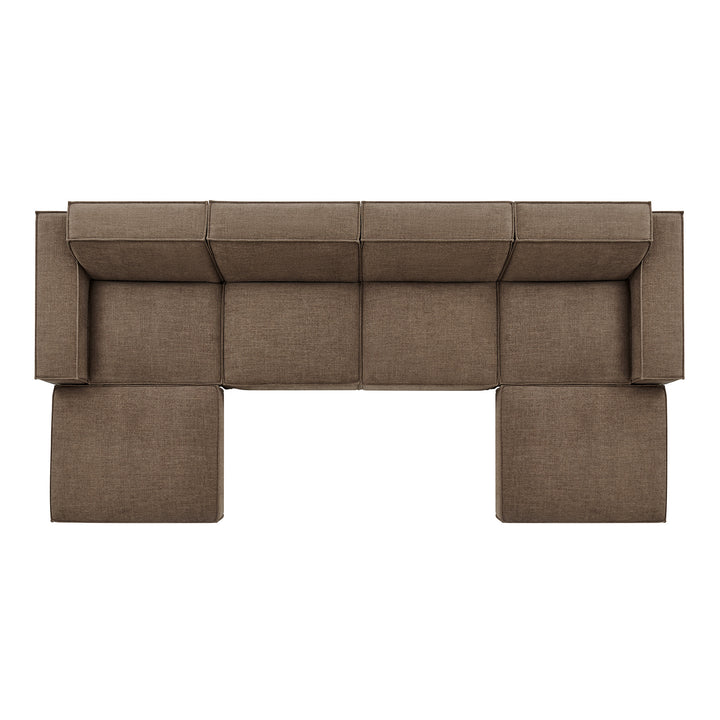 Restore 6-Piece Performance Fabric Upholstered Modular Sectional Sofa in Mocha