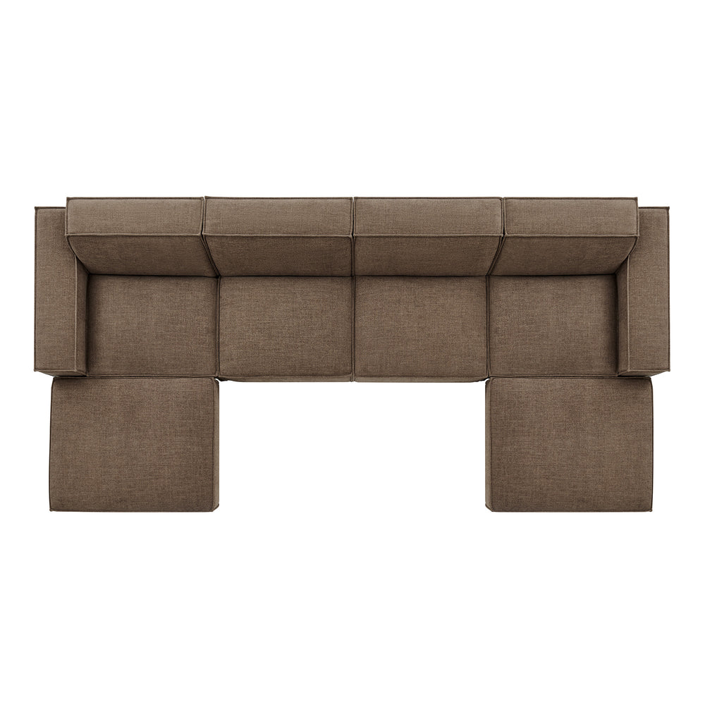 Restore 6-Piece Performance Fabric Upholstered Modular Sectional Sofa in Mocha