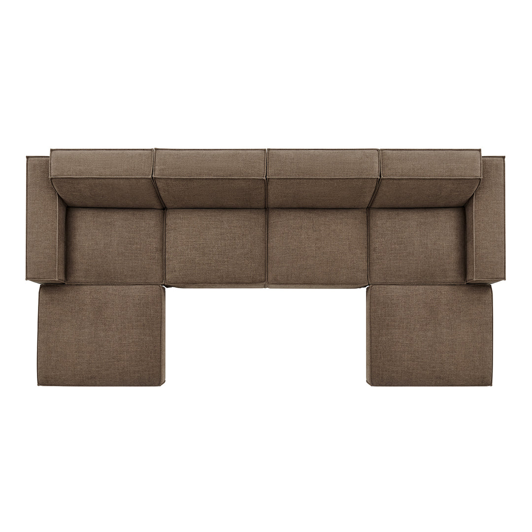 Restore 6-Piece Performance Fabric Upholstered Modular Sectional Sofa in Mocha