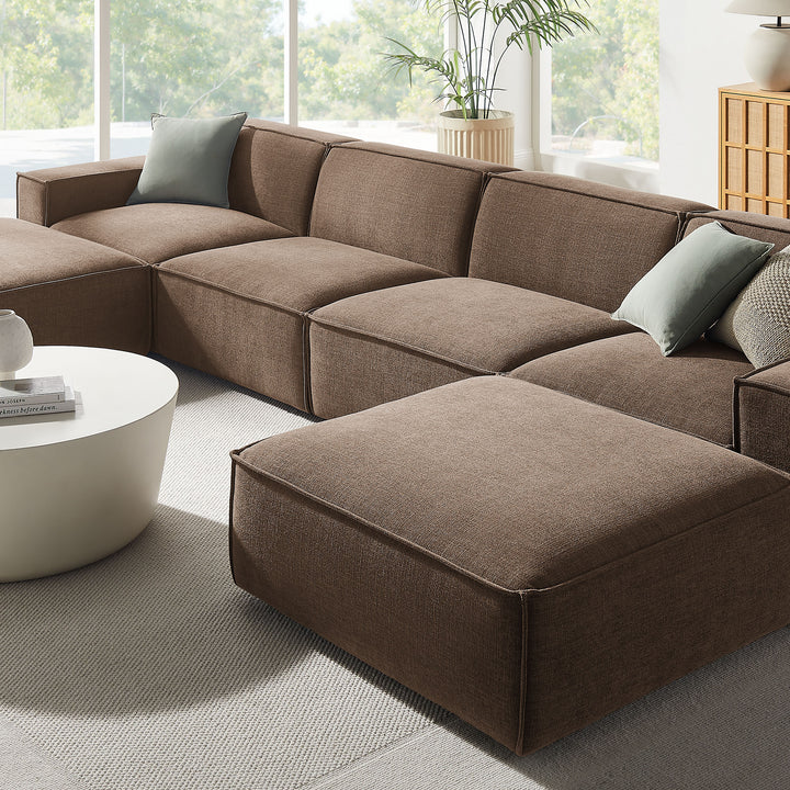Restore 6-Piece Performance Fabric Upholstered Modular Sectional Sofa in Mocha