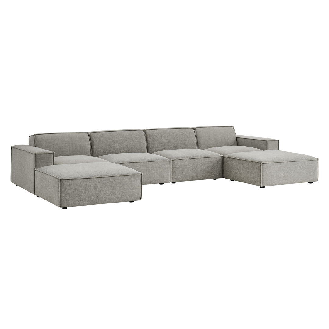 Restore 6-Piece Performance Fabric Upholstered Modular Sectional Sofa in Pewter