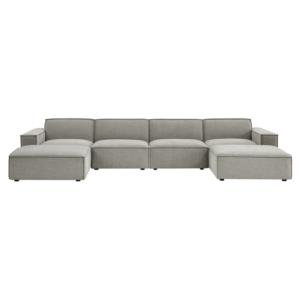Restore 6-Piece Performance Fabric Upholstered Modular Sectional Sofa in Pewter