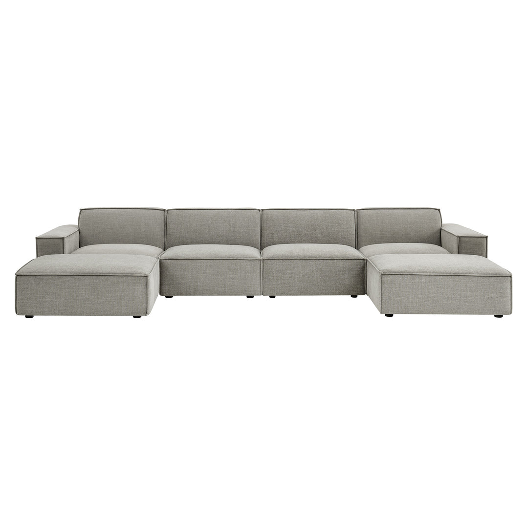 Restore 6-Piece Performance Fabric Upholstered Modular Sectional Sofa in Pewter