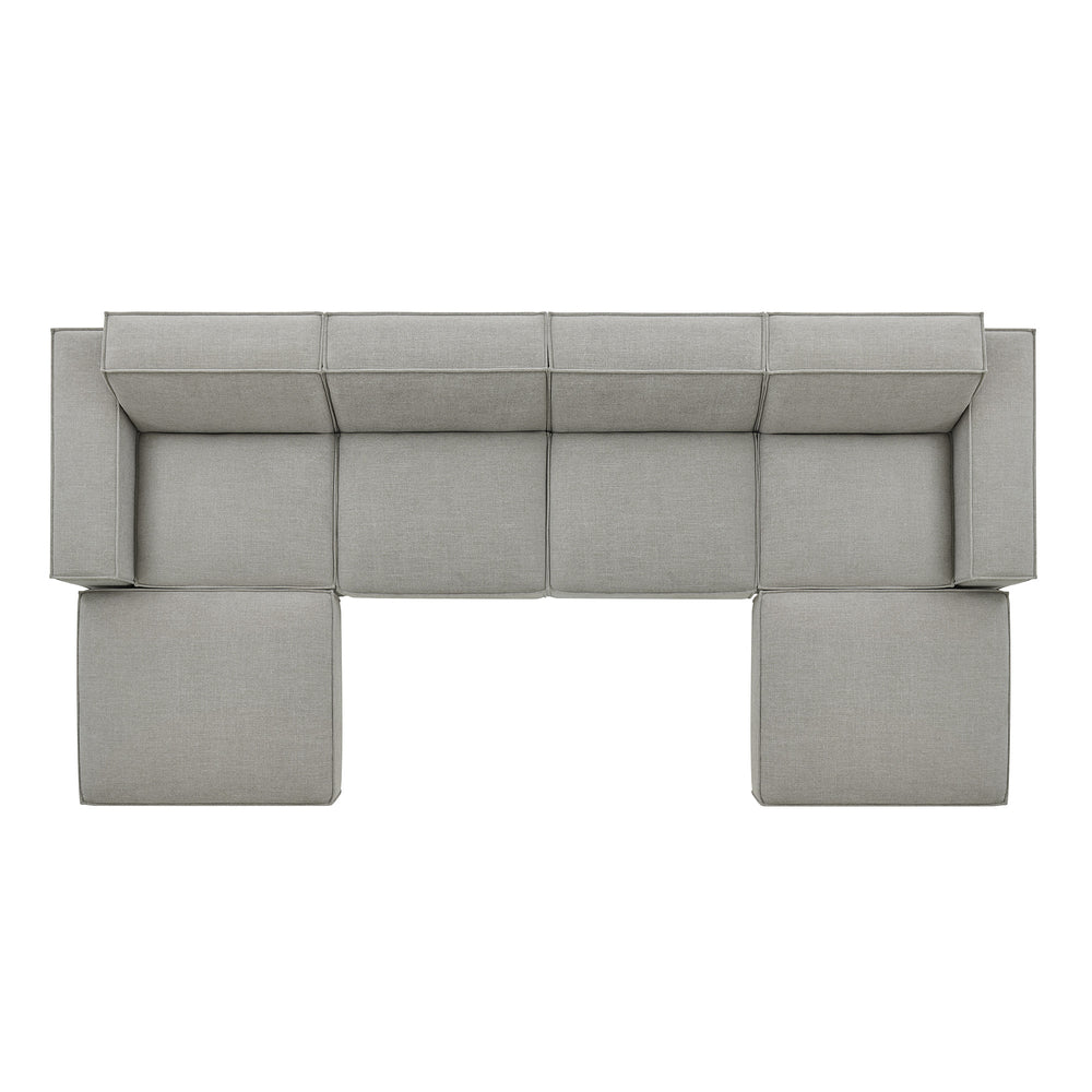 Restore 6-Piece Performance Fabric Upholstered Modular Sectional Sofa in Pewter