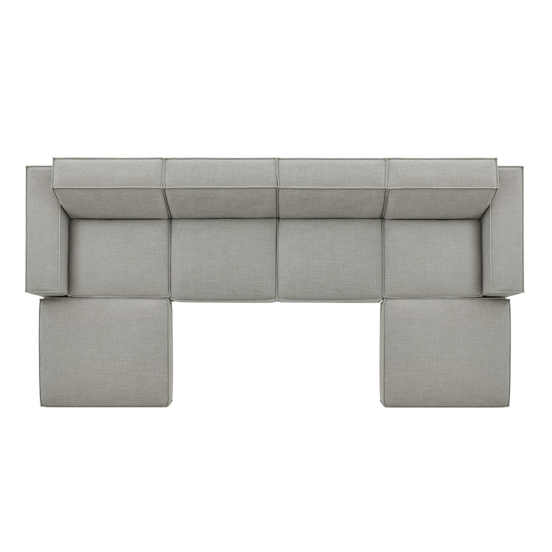 Restore 6-Piece Performance Fabric Upholstered Modular Sectional Sofa in Pewter