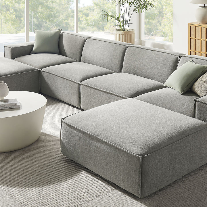 Restore 6-Piece Performance Fabric Upholstered Modular Sectional Sofa in Pewter