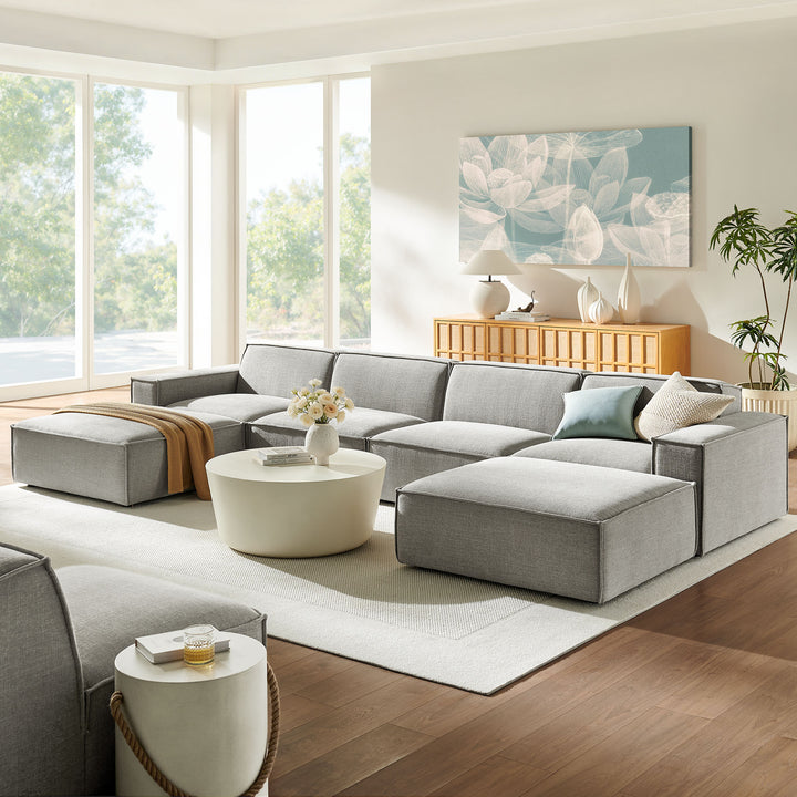 Restore 6-Piece Performance Fabric Upholstered Modular Sectional Sofa in Pewter