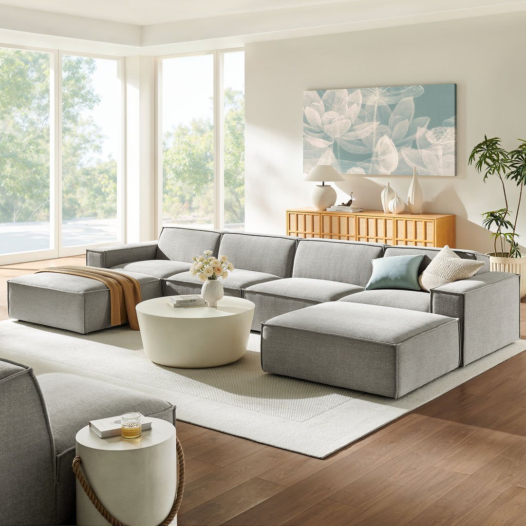 Restore 6-Piece Performance Fabric Upholstered Modular Sectional Sofa in Pewter