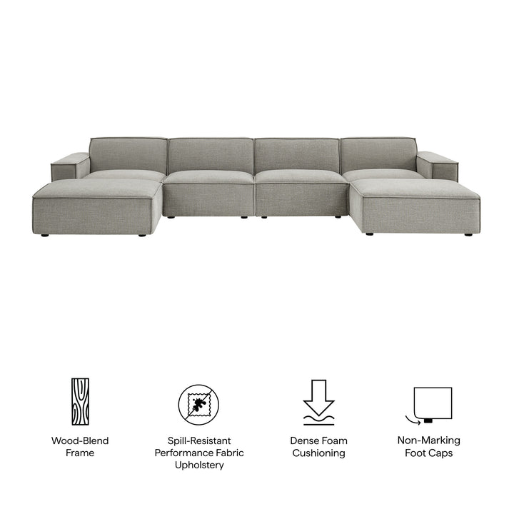 Restore 6-Piece Performance Fabric Upholstered Modular Sectional Sofa in Pewter