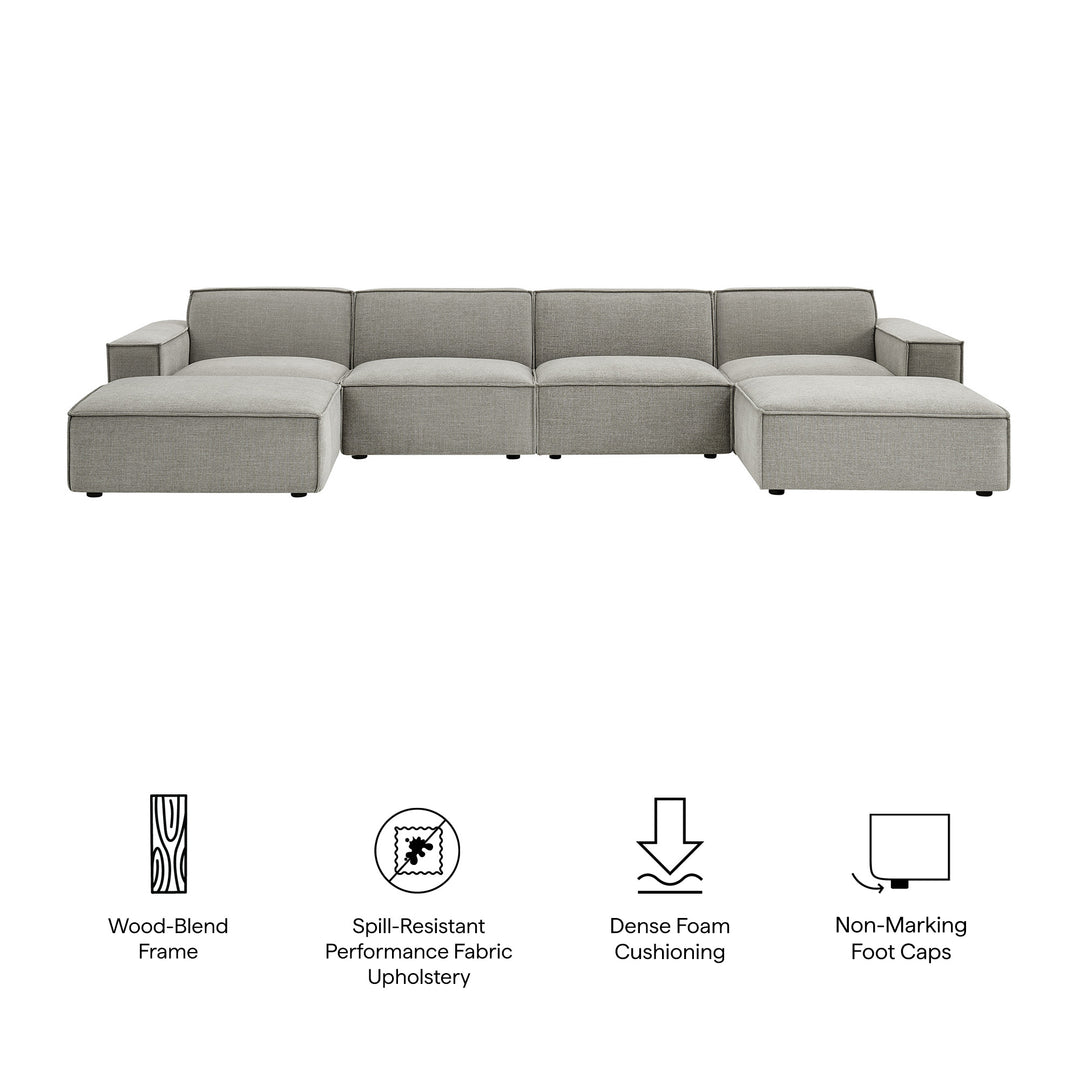 Restore 6-Piece Performance Fabric Upholstered Modular Sectional Sofa in Pewter
