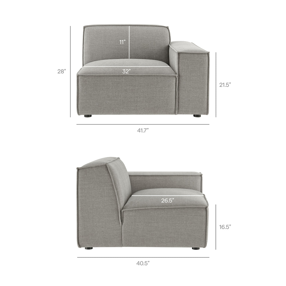 Restore 6-Piece Performance Fabric Upholstered Modular Sectional Sofa in Pewter