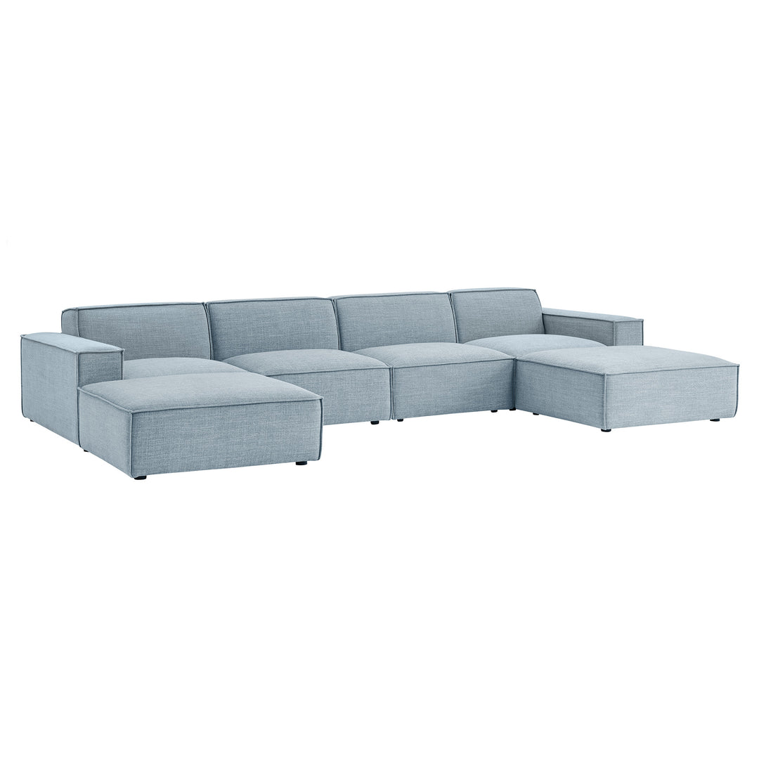 Restore 6-Piece Performance Fabric Upholstered Modular Sectional Sofa in Sky
