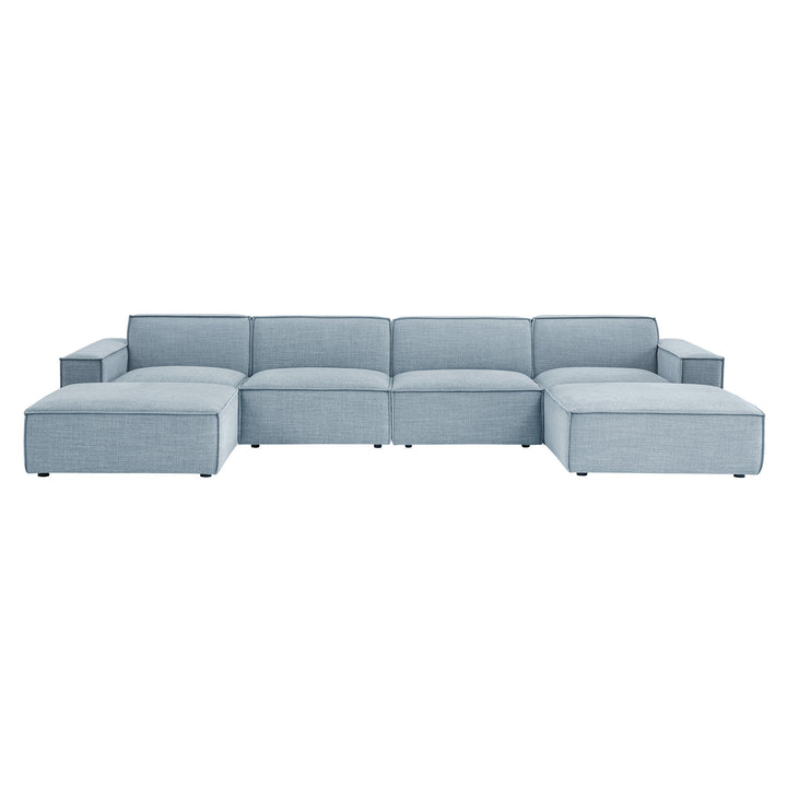 Restore 6-Piece Performance Fabric Upholstered Modular Sectional Sofa in Sky
